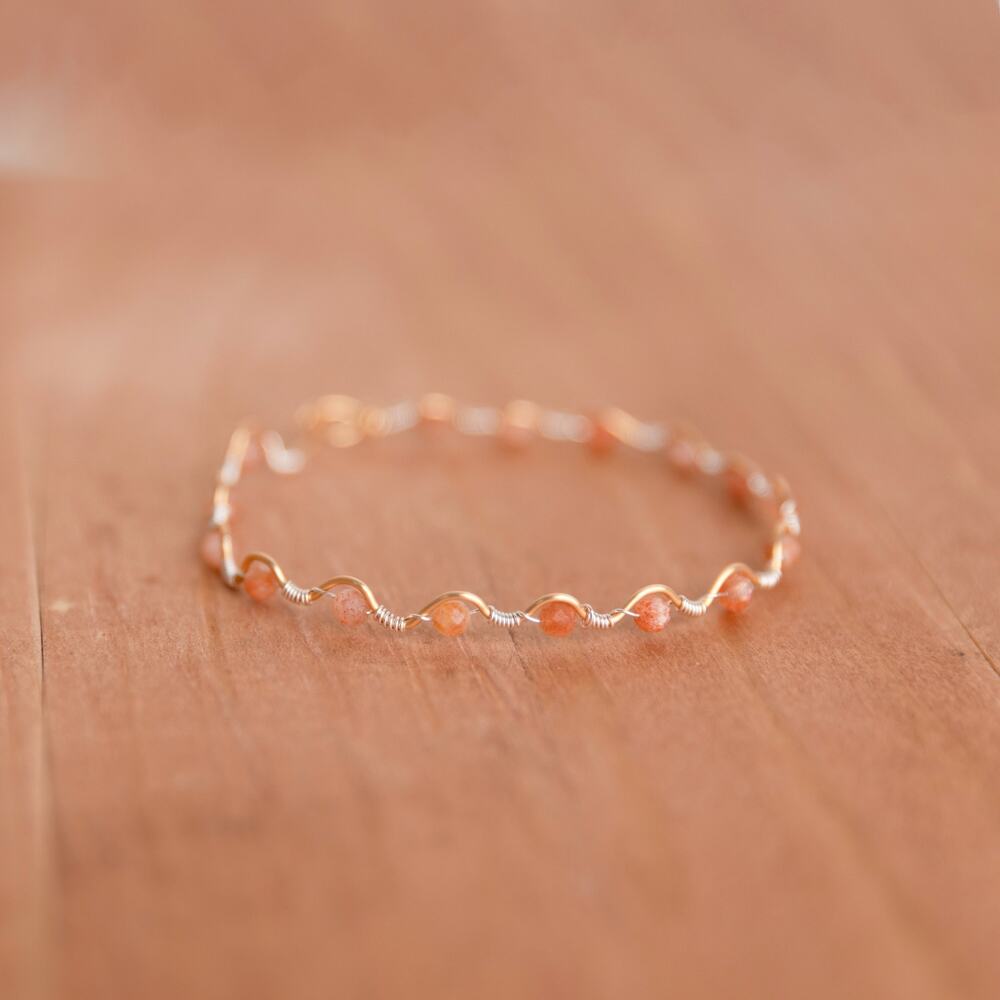 Arusha Sunstone Two-Tone Wire Wrapped Bracelet